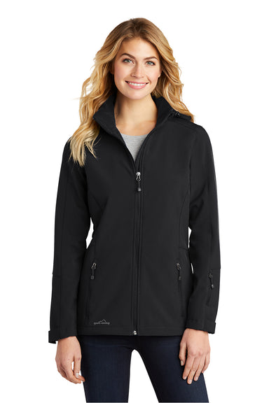Eddie Bauer EB537 Womens Water Resistant Full Zip Hooded Jacket Black Model Front