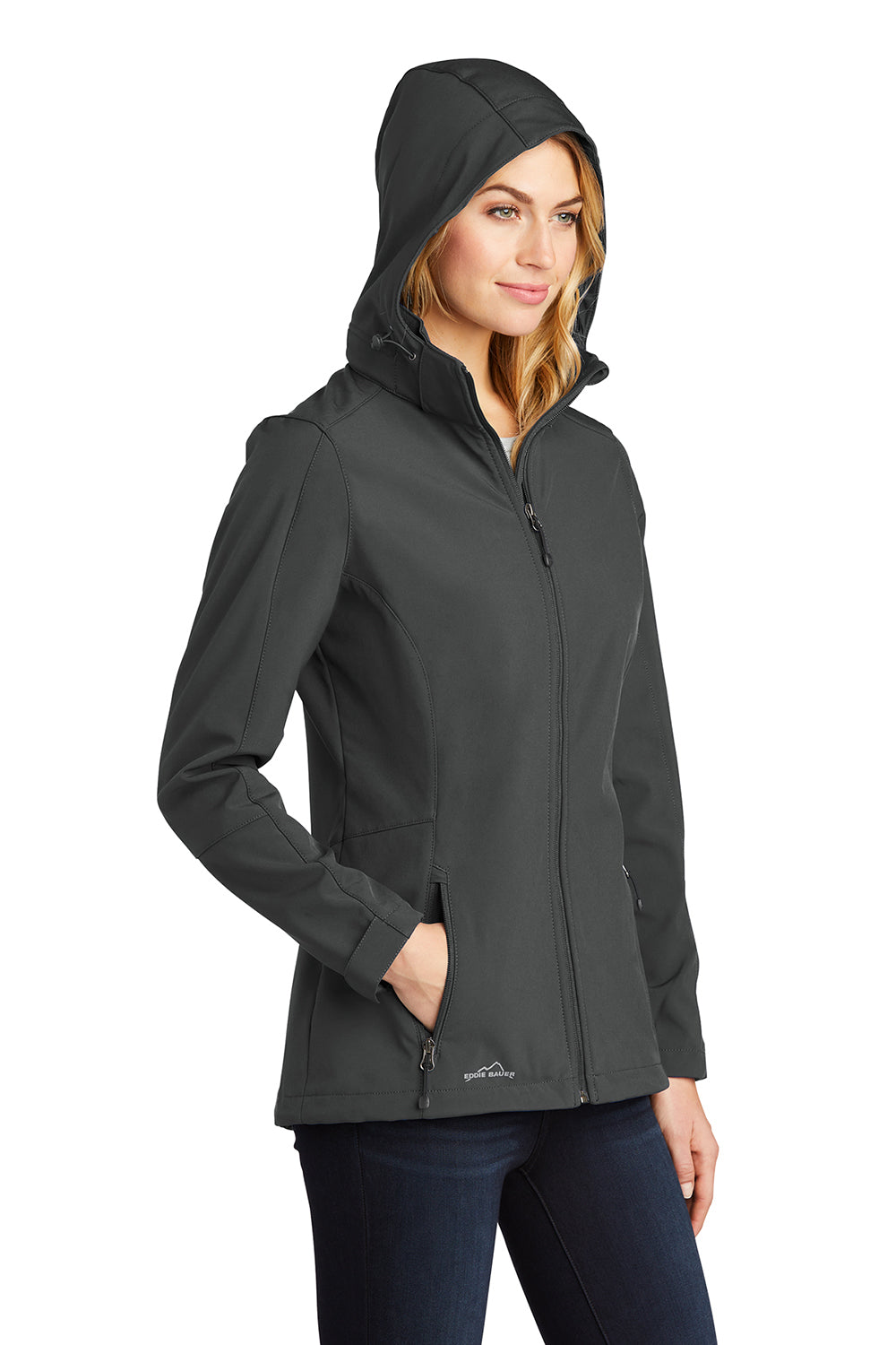 Eddie Bauer EB537 Womens Water Resistant Full Zip Hooded Jacket Steel Grey Model 3Q