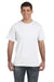 LAT 6901 Mens Fine Jersey Short Sleeve Crewneck T-Shirt White Model Front