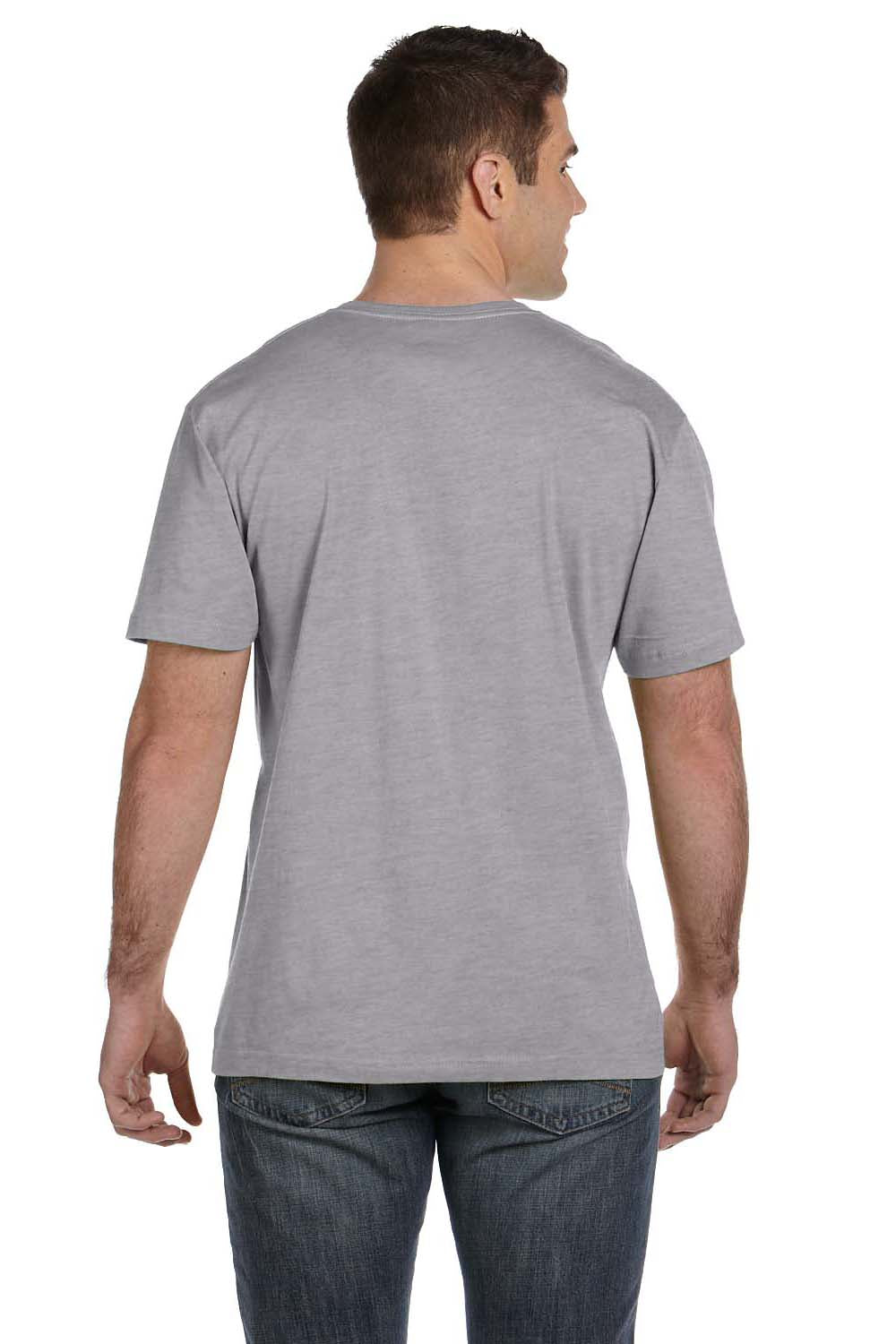 LAT 6901 Mens Fine Jersey Short Sleeve Crewneck T-Shirt Heather Grey Model Back