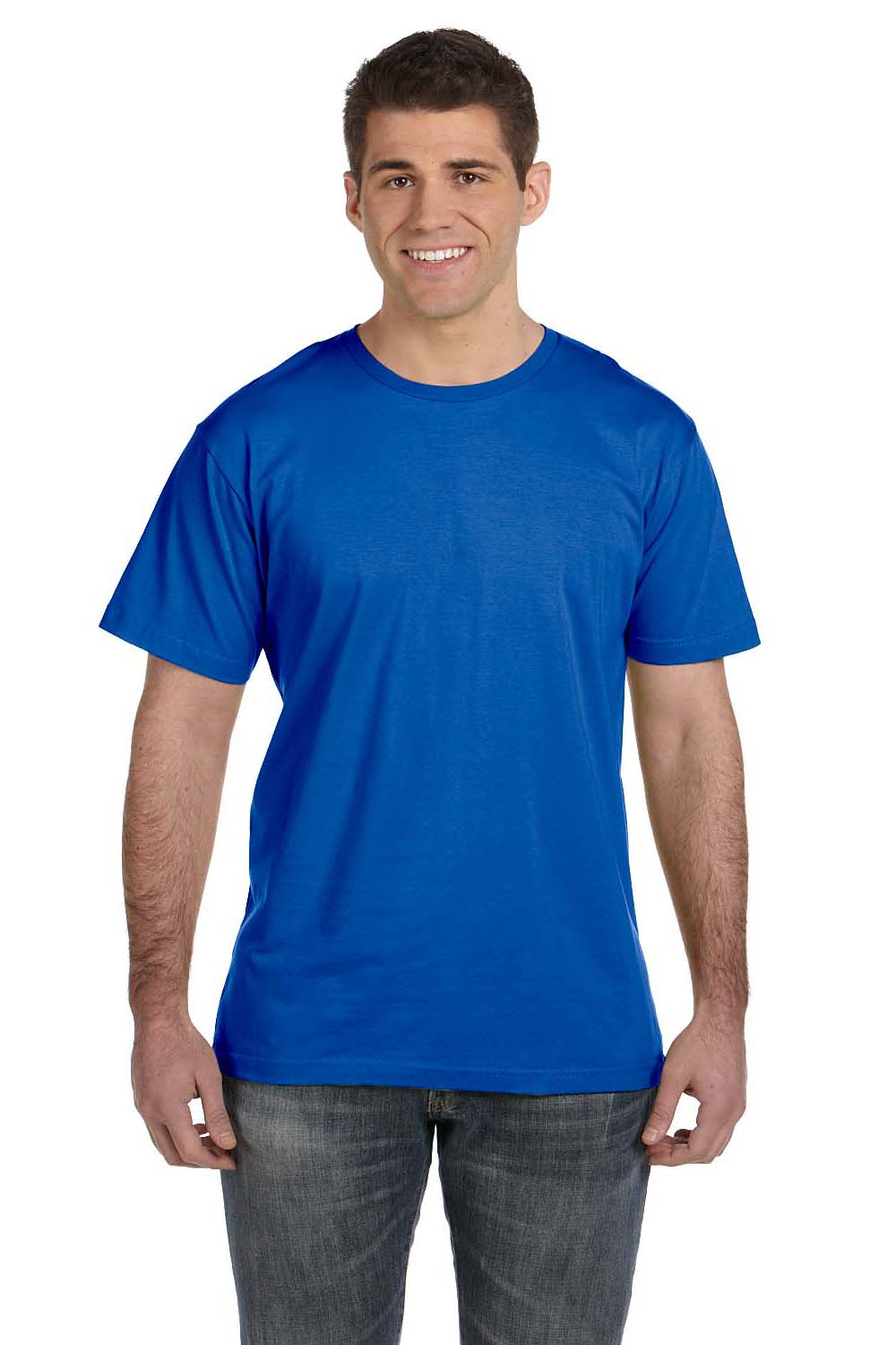 LAT 6901 Mens Fine Jersey Short Sleeve Crewneck T-Shirt Royal Blue Model Front