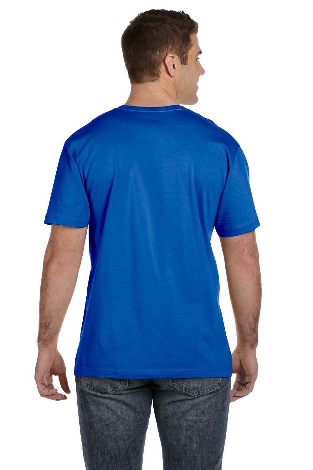 LAT 6901 Mens Fine Jersey Short Sleeve Crewneck T-Shirt Royal Blue Model Back