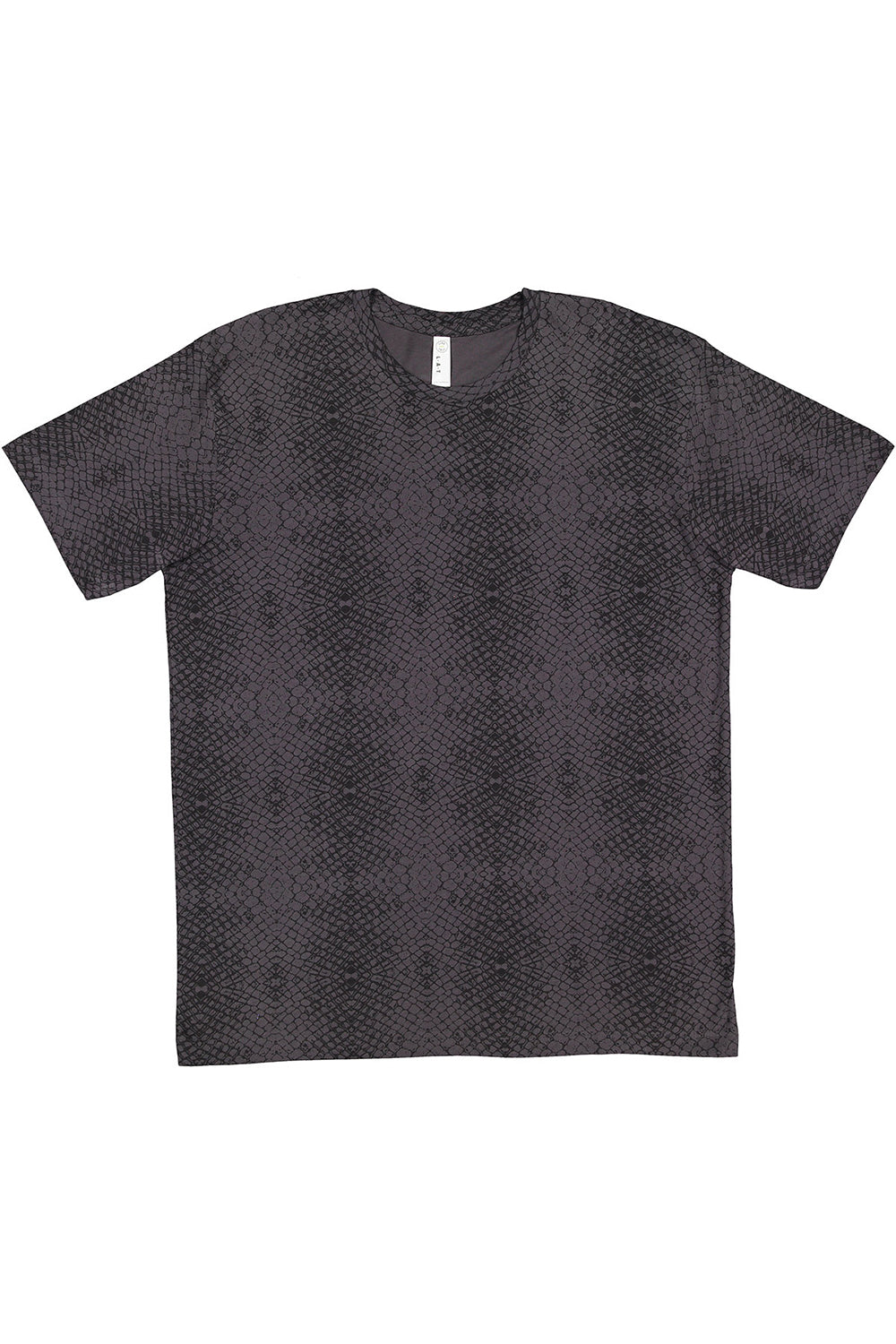 LAT 6901 Mens Fine Jersey Short Sleeve Crewneck T-Shirt Black Reptile Flat Front