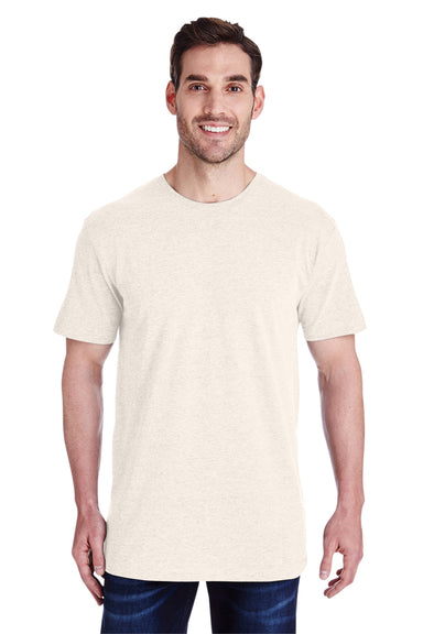 LAT 6901 Mens Fine Jersey Short Sleeve Crewneck T-Shirt Heather Natural Model Front