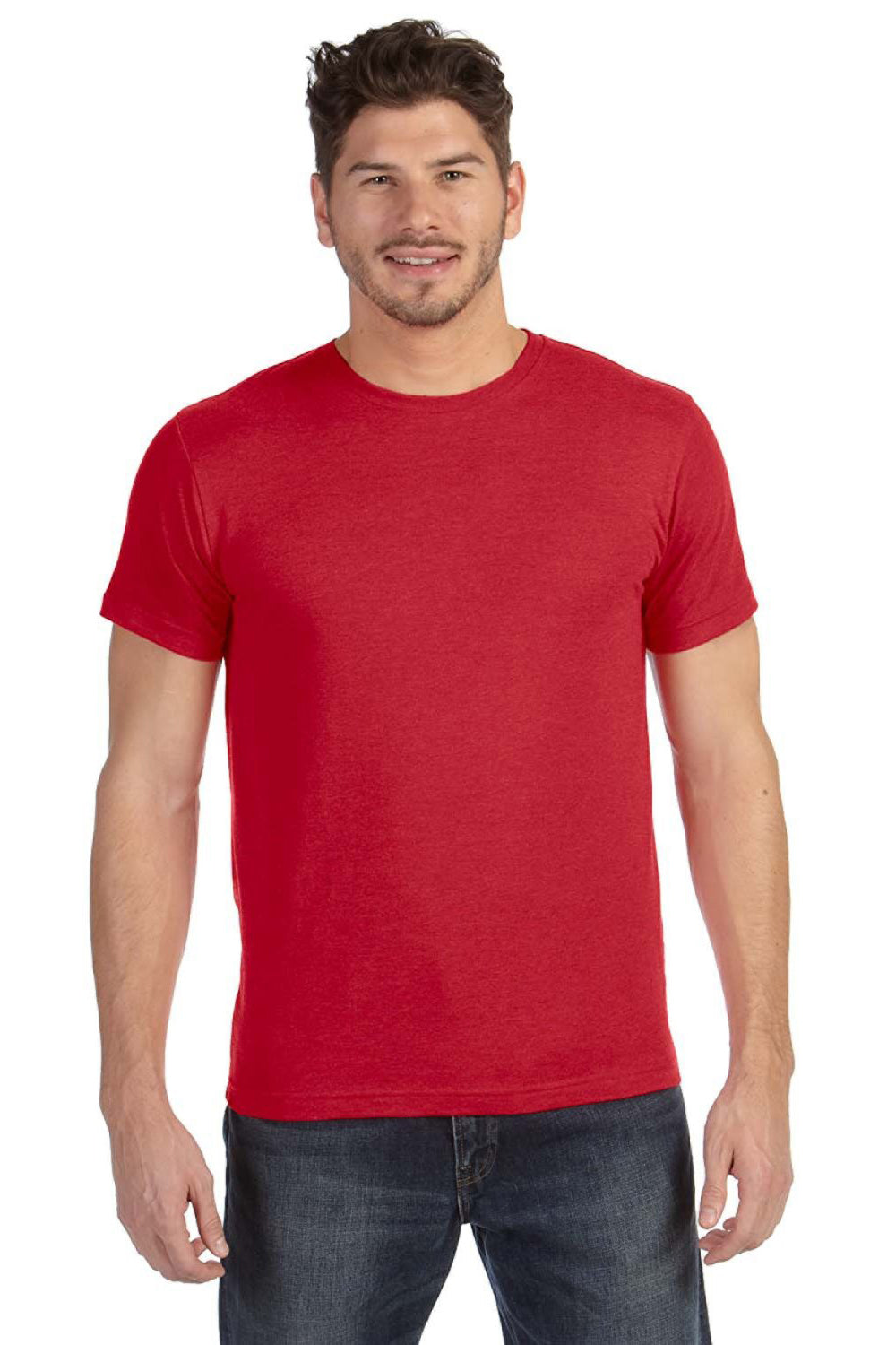 LAT 6901 Mens Fine Jersey Short Sleeve Crewneck T-Shirt Vintage Red Model Front
