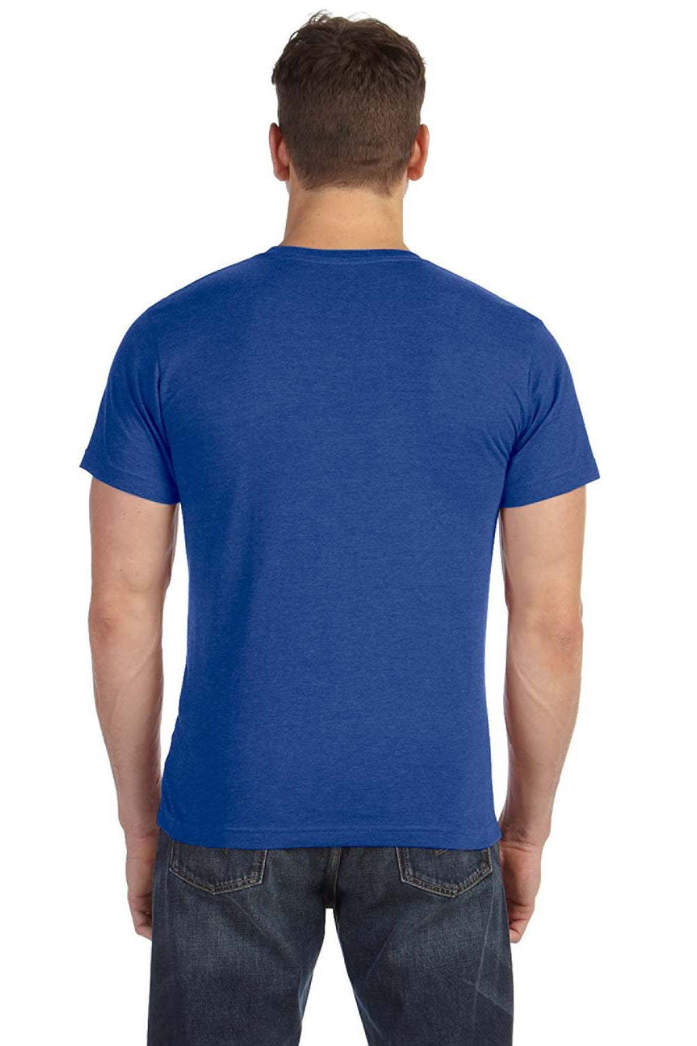 LAT 6901 Mens Fine Jersey Short Sleeve Crewneck T-Shirt Vintage Royal Blue Model Back