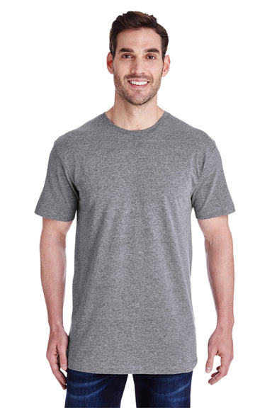 LAT 6901 Mens Fine Jersey Short Sleeve Crewneck T-Shirt Heather Granite Grey Model Front