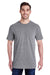 LAT 6901 Mens Fine Jersey Short Sleeve Crewneck T-Shirt Heather Granite Grey Model Front