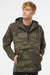 Independent Trading Company EXP94NAW Mens 1/4 Zip Waterproof Hooded Anorak Jacket Forest Green Camo Model Front
