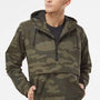Independent Trading Company Mens 1/4 Zip Waterproof Hooded Anorak Jacket - Forest Green Camo