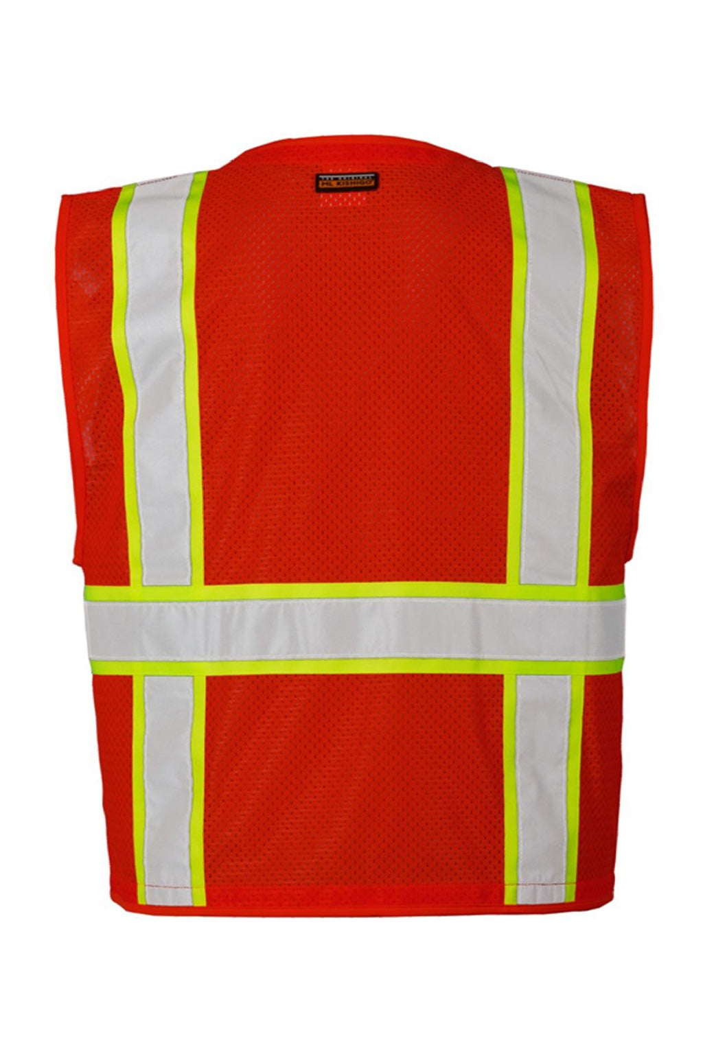 Kishigo B100-111 Unisex EV Series Enhanced Visibility Multi Pocket Mesh Vest Red/Lime Green Flat Back