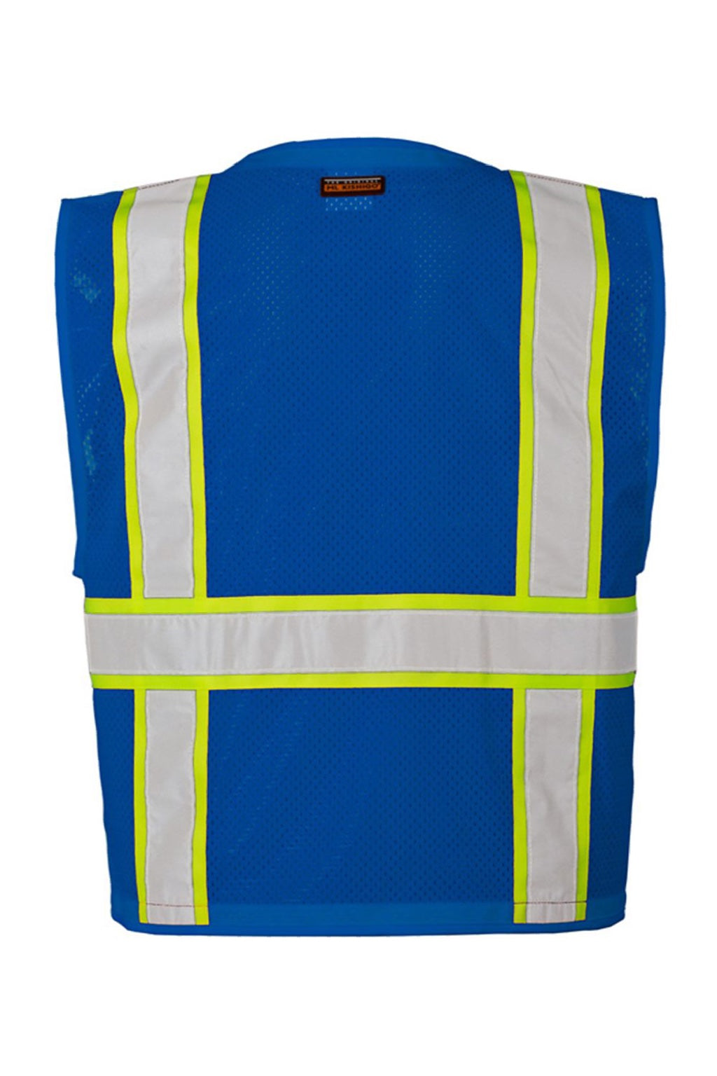 Kishigo B100-111 Unisex EV Series Enhanced Visibility Multi Pocket Mesh Vest Royal Blue/Lime Green Flat Back