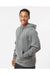 Augusta Sportswear 5414 Mens Fleece Hooded Sweatshirt Hoodie Heather Charcoal Grey Model Side