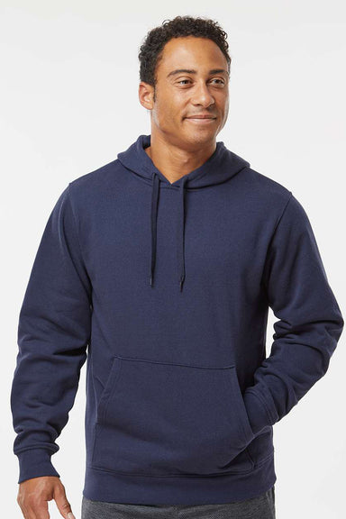 Augusta Sportswear 5414 Mens Fleece Hooded Sweatshirt Hoodie Navy Blue Model Front