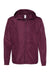 Independent Trading Company EXP54LWZ Mens Water Resistant Full Zip Windbreaker Hooded Jacket Maroon Flat Front
