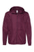 Independent Trading Co. EXP54LWZ Mens Full Zip Windbreaker Hooded Jacket Maroon Flat Front
