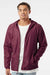 Independent Trading Company EXP54LWZ Mens Water Resistant Full Zip Windbreaker Hooded Jacket Maroon Model Front