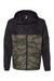 Independent Trading Co. EXP54LWZ Mens Full Zip Windbreaker Hooded Jacket Black/Forest Green Camo Flat Front