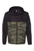 Independent Trading Company EXP54LWZ Mens Water Resistant Full Zip Windbreaker Hooded Jacket Black/Forest Green Camo Flat Front