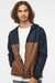 Independent Trading Company EXP54LWZ Mens Water Resistant Full Zip Windbreaker Hooded Jacket Classic Navy Blue/Saddle Brown Model Front