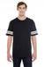 LAT 6937 Mens Fine Jersey Short Sleeve Crewneck T-Shirt Black/White Model Front