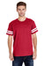 LAT 6937 Mens Fine Jersey Short Sleeve Crewneck T-Shirt Vintage Red/White Model Front