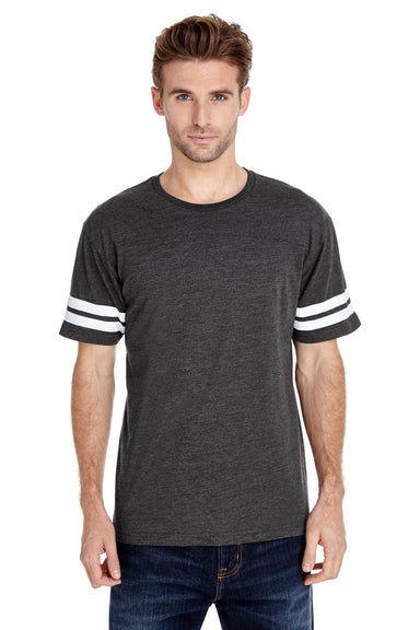 LAT 6937 Mens Fine Jersey Short Sleeve Crewneck T-Shirt Vintage Smoke Grey/White Model Front