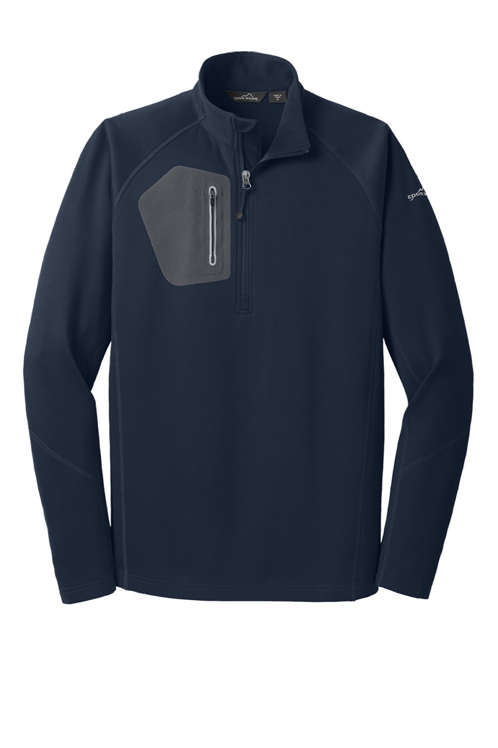 Eddie Bauer EB234 Mens Performance Fleece 1/4 Zip Sweatshirt w/ Pocket River Navy Blue Flat Front