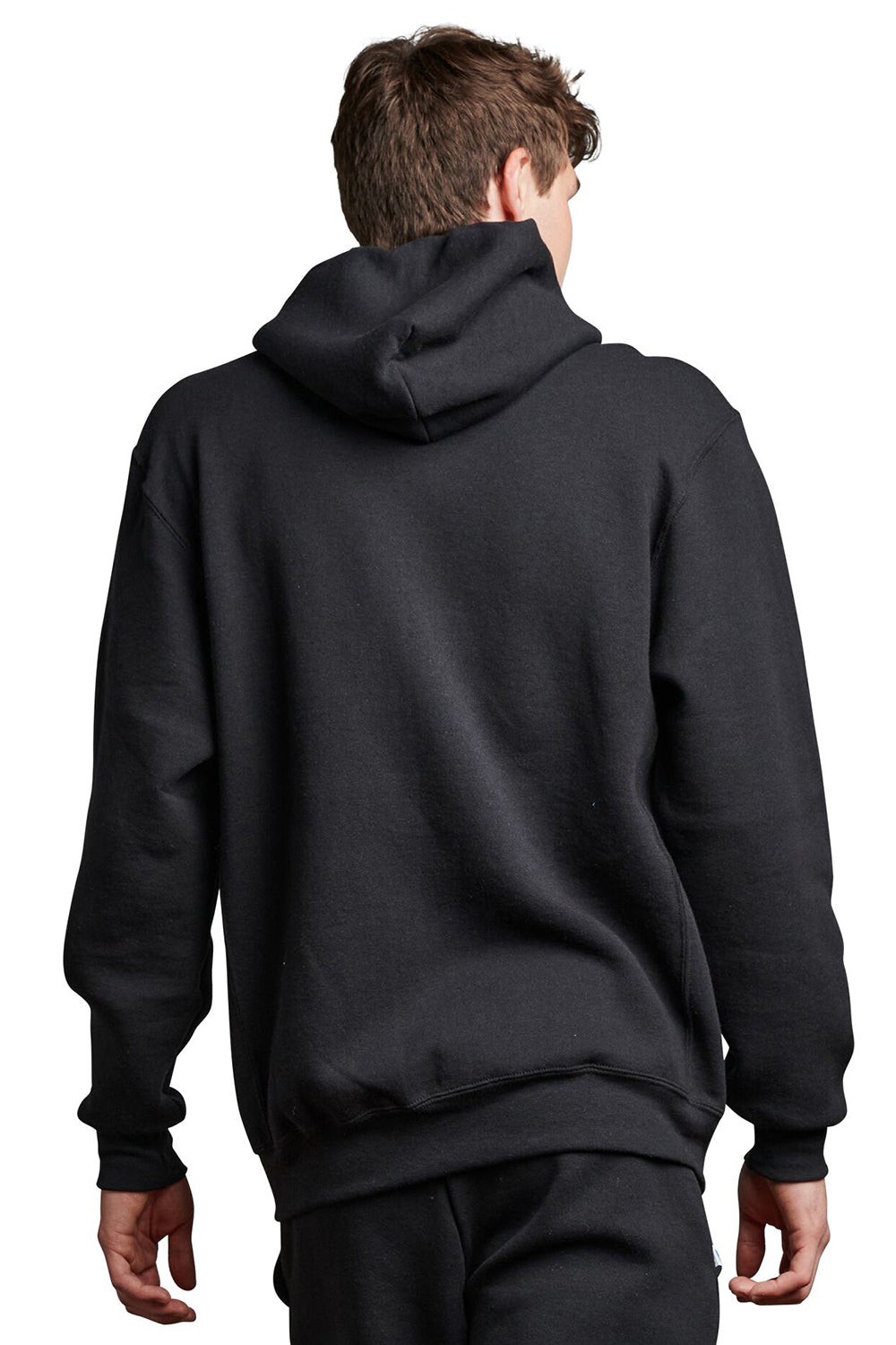Russell Athletic 695HBM Mens Dri-Power Moisture Wicking Hooded Sweatshirt Hoodie w/ Pouch Pocket Black Model Back