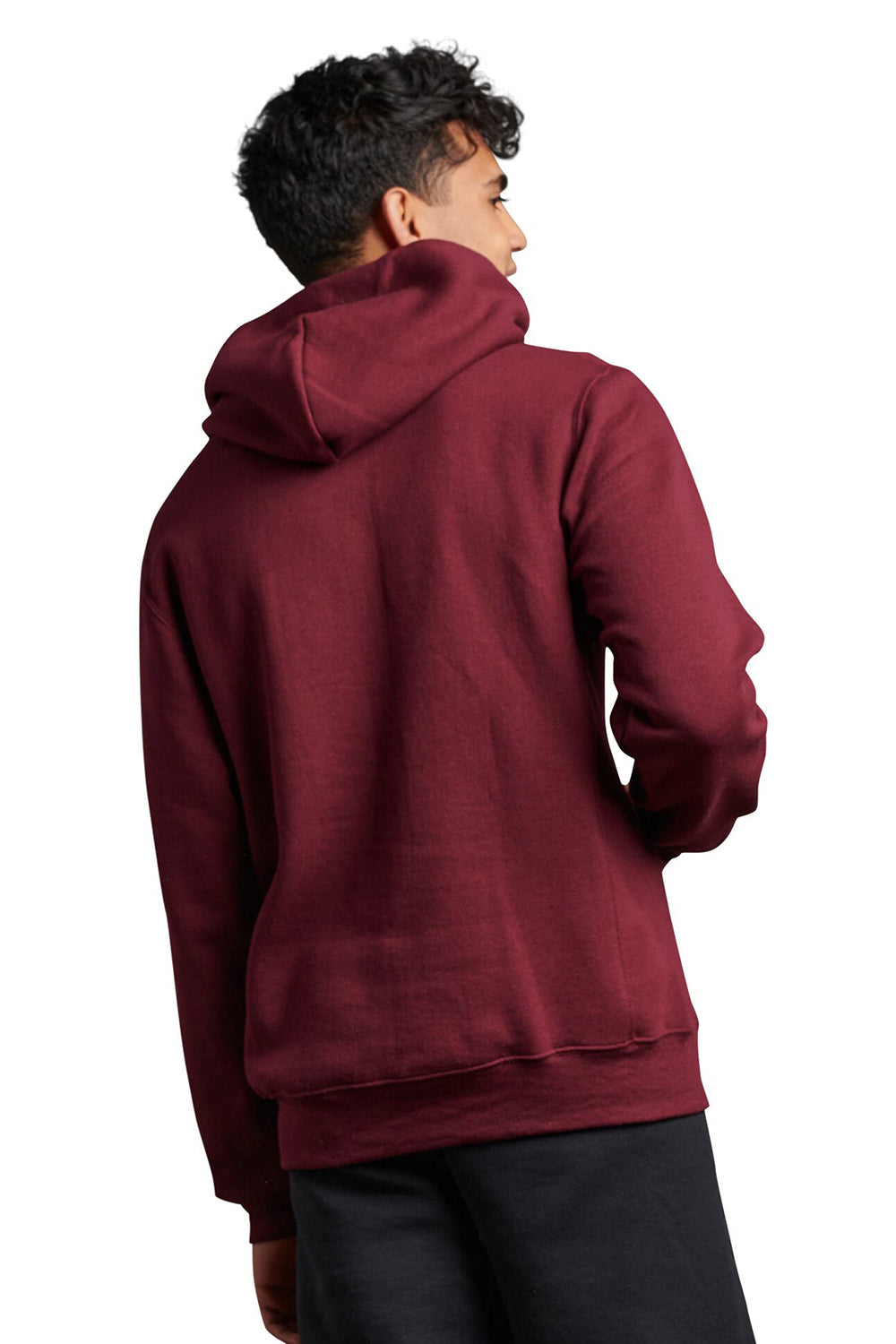 Russell Athletic 695HBM Mens Dri-Power Moisture Wicking Hooded Sweatshirt Hoodie w/ Pouch Pocket Maroon Model Back