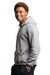 Russell Athletic 695HBM Mens Dri-Power Moisture Wicking Hooded Sweatshirt Hoodie w/ Pouch Pocket Oxford Grey Model Side