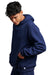 Russell Athletic 695HBM Mens Dri-Power Moisture Wicking Hooded Sweatshirt Hoodie w/ Pouch Pocket Navy Blue Model Side