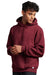 Russell Athletic 695HBM Mens Dri-Power Moisture Wicking Hooded Sweatshirt Hoodie w/ Pouch Pocket Maroon Model Side