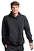 Russell Athletic 695HBM Mens Dri-Power Moisture Wicking Hooded Sweatshirt Hoodie w/ Pouch Pocket Black Model Front