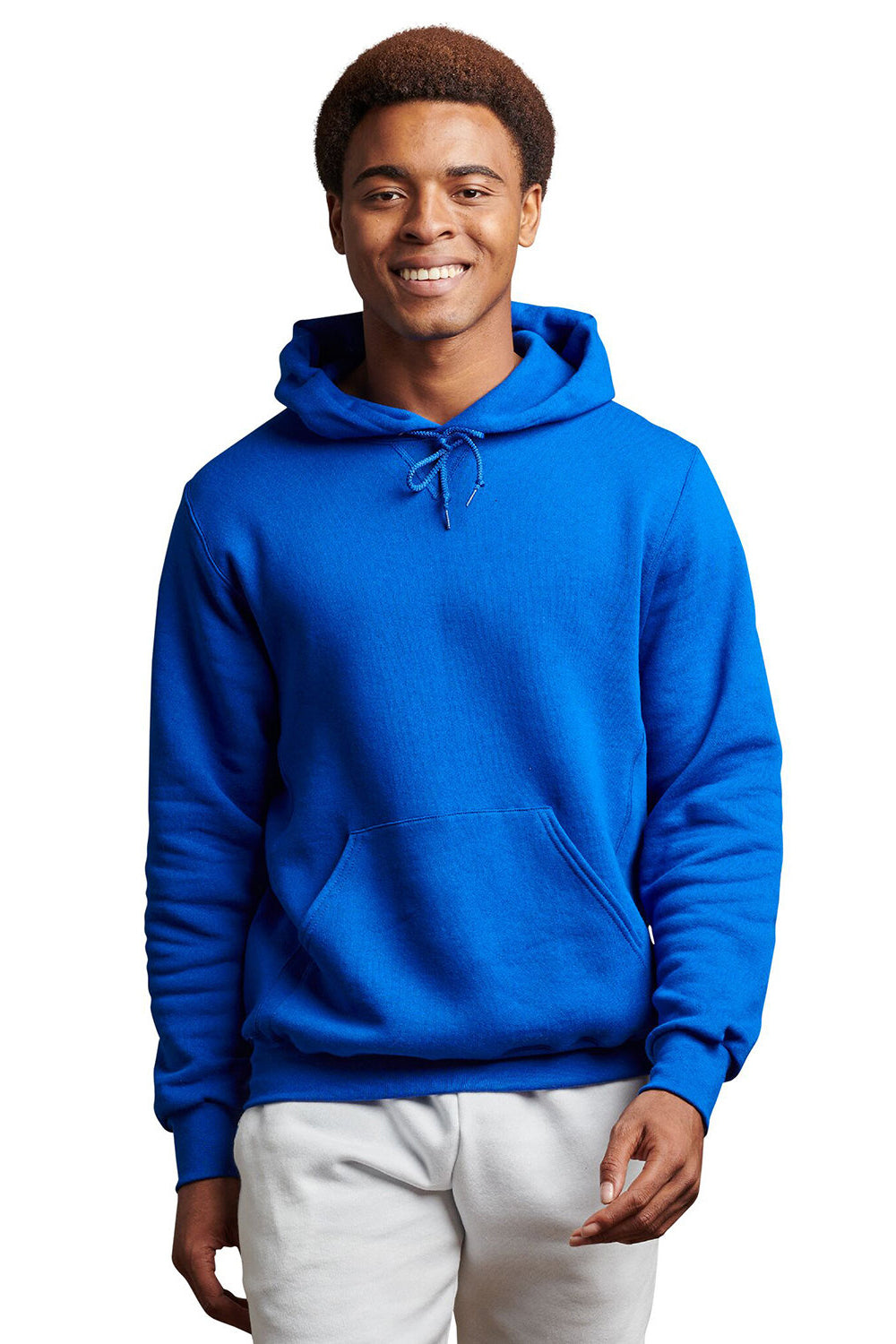 Russell Athletic 695HBM Mens Dri-Power Moisture Wicking Hooded Sweatshirt Hoodie w/ Pouch Pocket Royal Blue Model Front