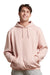 Russell Athletic 695HBM Mens Dri-Power Moisture Wicking Hooded Sweatshirt Hoodie w/ Pouch Pocket Blush Pink Model Front