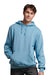 Russell Athletic 695HBM Mens Dri-Power Moisture Wicking Hooded Sweatshirt Hoodie w/ Pouch Pocket Arctic Blue Model Front