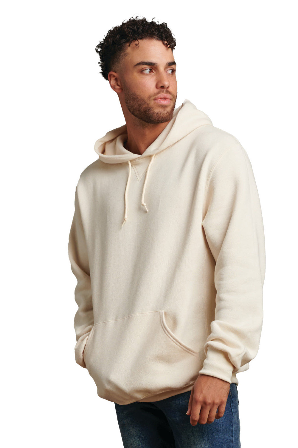 Russell Athletic Mens Dri-Power Moisture Wicking Hooded Sweatshirt Hoodie w/ Pouch Pocket Vintage White