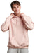 Russell Athletic 695HBM Mens Dri-Power Moisture Wicking Hooded Sweatshirt Hoodie w/ Pouch Pocket Blush Pink Model Side