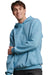 Russell Athletic 695HBM Mens Dri-Power Moisture Wicking Hooded Sweatshirt Hoodie w/ Pouch Pocket Arctic Blue Model Side