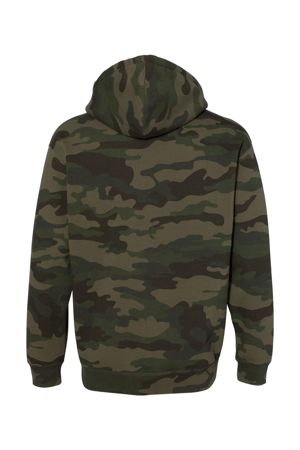 Independent Trading Company IND4000 Mens Hooded Sweatshirt Hoodie w/ Pouch Pocket Forest Green Camo Flat Back