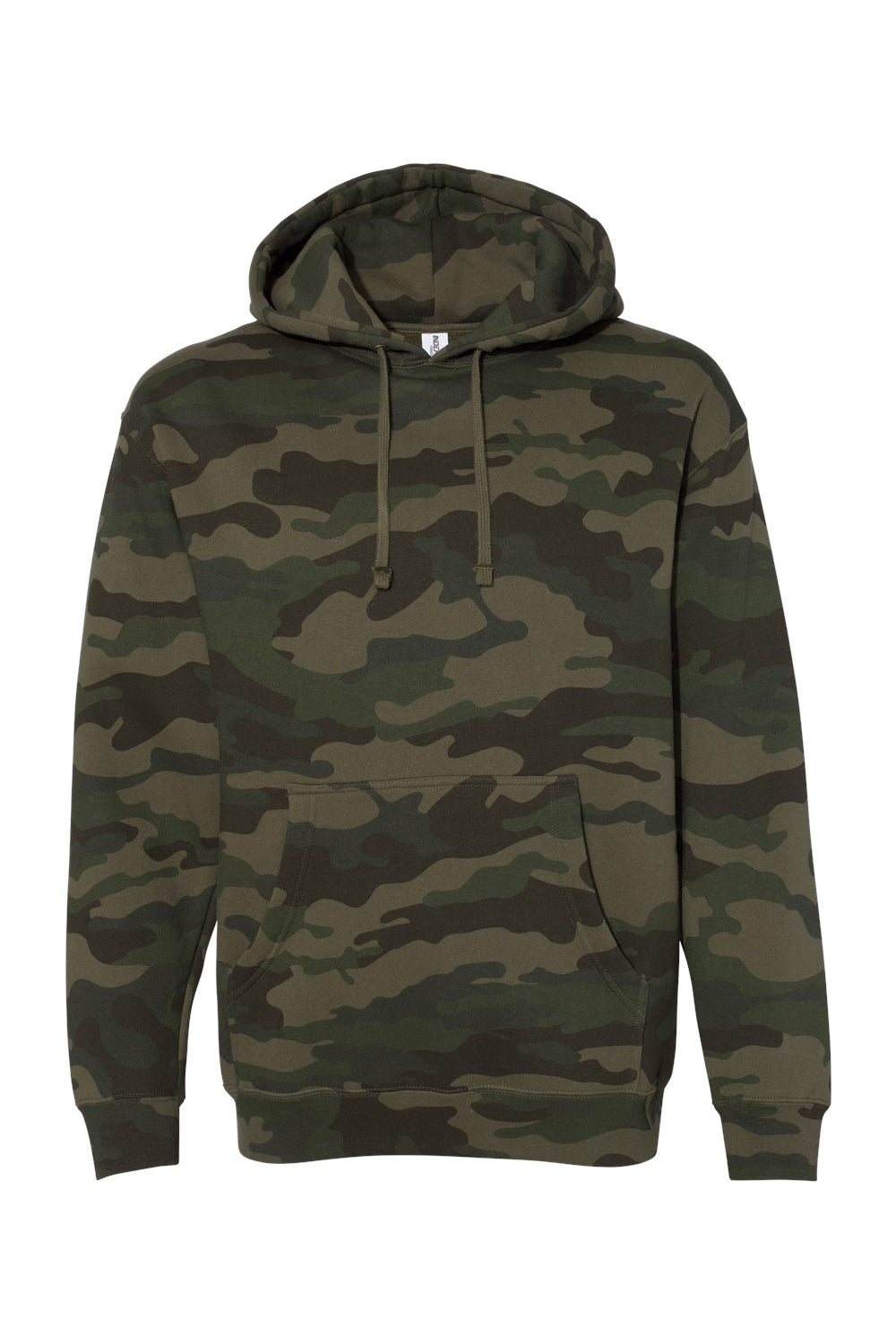 Independent Trading Company IND4000 Mens Hooded Sweatshirt Hoodie w/ Pouch Pocket Forest Green Camo Flat Front