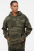 Independent Trading Company IND4000 Mens Hooded Sweatshirt Hoodie w/ Pouch Pocket Forest Green Camo Model Front