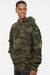 Independent Trading Company IND4000 Mens Hooded Sweatshirt Hoodie w/ Pouch Pocket Forest Green Camo Model Side