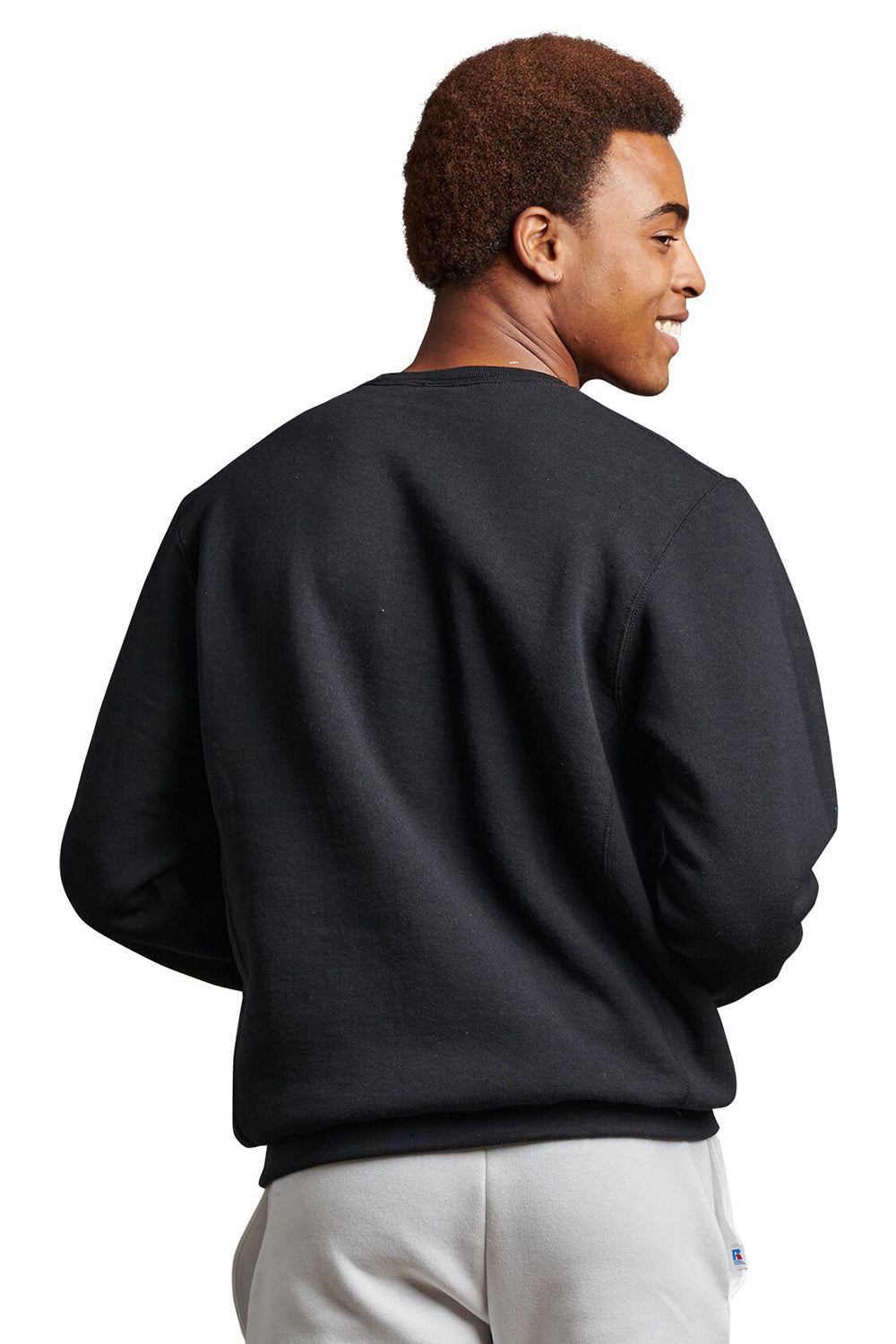 Russell Athletic 698HBM Mens Dri-Power Moisture Wicking Crewneck Sweatshirt Black Model Back