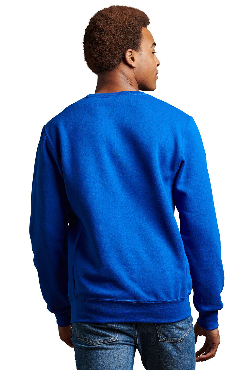 Russell Athletic 698HBM Mens Dri-Power Moisture Wicking Crewneck Sweatshirt Royal Blue Model Back