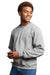 Russell Athletic 698HBM Mens Dri-Power Moisture Wicking Crewneck Sweatshirt Oxford Grey Model Side