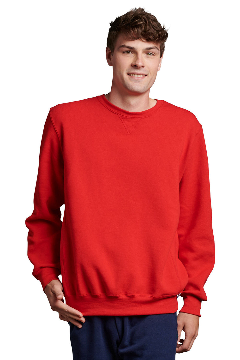 Russell Athletic 698HBM Mens Dri-Power Moisture Wicking Crewneck Sweatshirt True Red Model Front