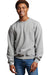 Russell Athletic 698HBM Mens Dri-Power Moisture Wicking Crewneck Sweatshirt Oxford Grey Model Front