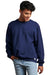 Russell Athletic 698HBM Mens Dri-Power Moisture Wicking Crewneck Sweatshirt Navy Blue Model Front